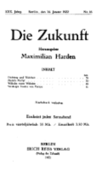 Die Zukunft, 14. Januar, Jahrg. XXX, Bd. 116, Nr 16.