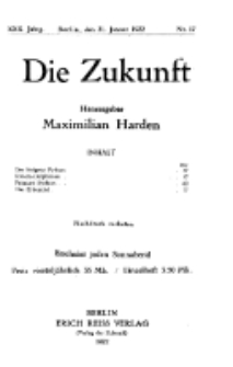 Die Zukunft, 21. Januar, Jahrg. XXX, Bd. 116, Nr 17.