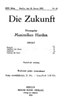 Die Zukunft, 28. Januar, Jahrg. XXX, Bd. 116, Nr 18.