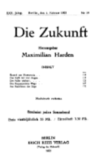 Die Zukunft, 4. Februar, Jahrg. XXX, Bd. 116, Nr 19.
