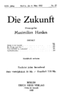 Die Zukunft, 4. März, Jahrg. XXX, Bd. 116, Nr 23.