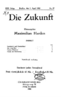 Die Zukunft, 1. April , Jahrg. XXX, Bd. 117, Nr 27.