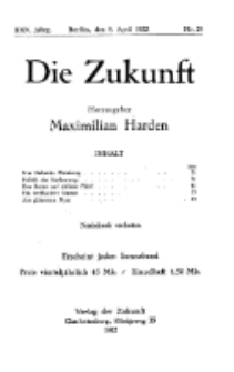 Die Zukunft, 8. April , Jahrg. XXX, Bd. 117, Nr 28.