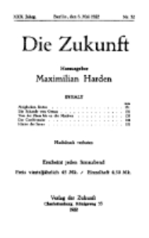 Die Zukunft, 6. Mai , Jahrg. XXX, Bd. 117, Nr 32.