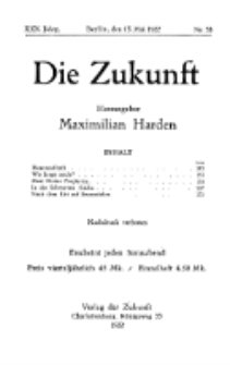 Die Zukunft, 13. Mai , Jahrg. XXX, Bd. 117, Nr 33.