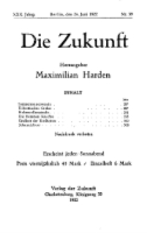Die Zukunft, 24. Juni , Jahrg. XXX, Bd. 117, Nr 39.