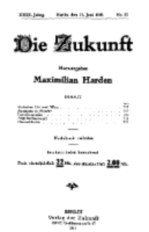 Die Zukunft, 11. Juni, Jahrg. XXIX, Bd. 113, Nr 37.