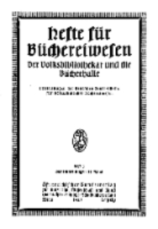 Hefte für Büchereiwesen. Der Volksbibliothekar und die Bücherhalle, 11. Band, H. 1.