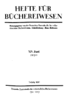 Hefte für Büchereiwesen. Der Volksbibliothekar und die Bücherhalle, 14. Band, H. 1.