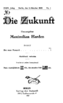 Die Zukunft, 2. Oktober, Jahrg. XXIX, Bd. 111, Nr 1.