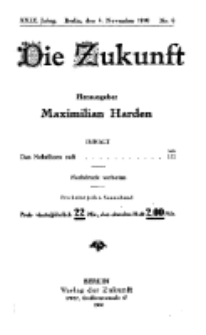 Die Zukunft, 6. November, Jahrg. XXIX, Bd. 111, Nr 6.