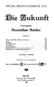 Die Zukunft, 13/20. November, Jahrg. XXIX, Bd. 111, Nr 7/8.
