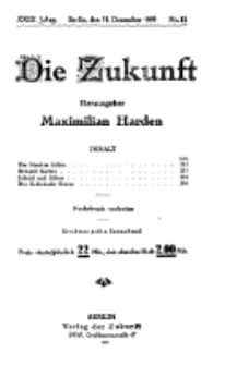 Die Zukunft, 11. Dezember, Jahrg. XXIX, Bd. 111, Nr 11.