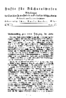 Hefte für Büchereiwesen. Der Volksbibliothekar und die Bücherhalle, 10. Band, H. 1/2.