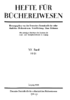 Hefte für Büchereiwesen. Der Volksbibliothekar und die Bücherhalle, 15. Band, H. 1.