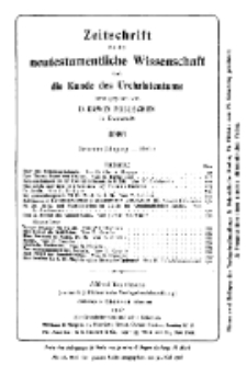 Zeitschrift für die neutestamentliche Wissenschaft und die Kunde des Urchrichstemtums, Jg. 7. 1906, H. 2.