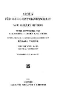 Archiv für Religionswissenschaft, 5. Oktober 1911, Bd. 14, H. 3-4.