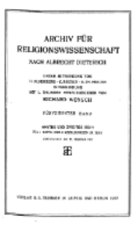 Archiv für Religionswissenschaft, 27. Februar 1912, Bd. 15, H. 1-2.