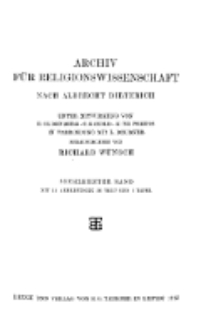 Archiv für Religionswissenschaft, 24. Januar 1913, Bd. 16, H. 1-2.
