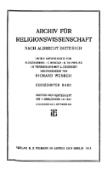Archiv für Religionswissenschaft, 9. September 1913, Bd. 16, H. 3-4.