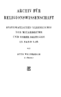Archiv für Religionswissenschaft, 1927, Bd. 25 (Beitrage: Bd. 1-25).