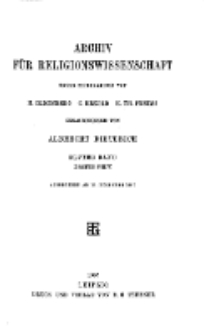 Archiv für Religionswissenschaft, 13. Dezember 1907, Bd. 11, H. 1.