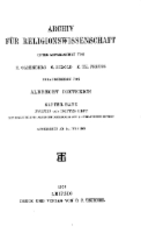 Archiv für Religionswissenschaft, 14. Juli 1908, Bd. 11, H. 2-3.