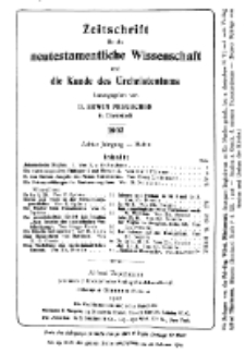 Zeitschrift für die neutestamentliche Wissenschaft und die Kunde des Urchrichstemtums, Jg. 8. 1907, H. 1.