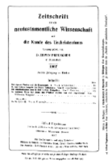Zeitschrift für die neutestamentliche Wissenschaft und die Kunde des Urchrichstemtums, Jg. 8. 1907, H. 2.