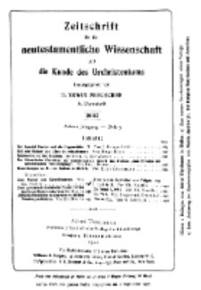Zeitschrift für die neutestamentliche Wissenschaft und die Kunde des Urchrichstemtums, Jg. 8. 1907, H. 3.