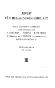 Archiv für Religionswissenschaft, 26. Januar 1909, Bd. 12, H. 1.
