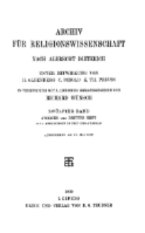 Archiv für Religionswissenschaft, 18. Mai 1909, Bd. 12, H. 2-3.