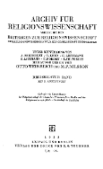 Archiv für Religionswissenschaft, 1933, Bd. 30, H. 1-2.