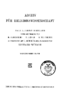 Archiv für Religionswissenschaft, 12. Januar 1910, Bd. 13, H. 1.
