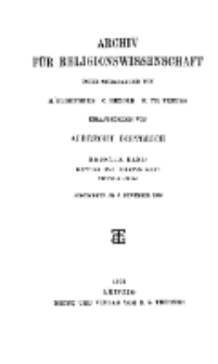Archiv für Religionswissenschaft, 6. November 1906, Bd. 9, H. 3-4.
