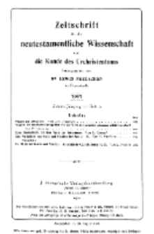 Zeitschrift für die neutestamentliche Wissenschaft und die Kunde des Urchrichstemtums, Jg. 2. 1901, H. 3