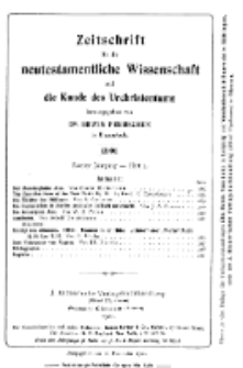Zeitschrift für die neutestamentliche Wissenschaft und die Kunde des Urchrichstemtums, Jg. 2. 1901, H. 4.