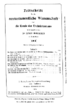 Zeitschrift für die neutestamentliche Wissenschaft und die Kunde des Urchrichstemtums, Jg. 4. 1903, H. 2.