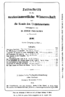 Zeitschrift für die neutestamentliche Wissenschaft und die Kunde des Urchrichstemtums, Jg. 4. 1903, H. 3.