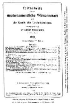 Zeitschrift für die neutestamentliche Wissenschaft und die Kunde des Urchrichstemtums, Jg. 4. 1903, H. 4.