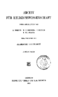 Archiv für Religionswissenschaft, 6. Dezember 1904, Bd. 8, H. 1.