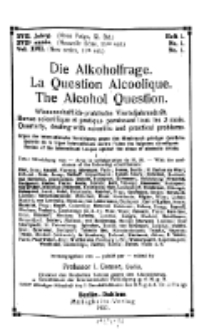 Die Alkoholfrage, 1921, Jg. XVII, H. 1, No 1.