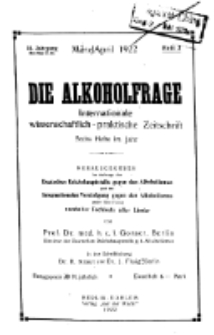 Die Alkoholfrage, 1922, Jg. XVIII, H. 2.