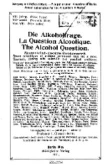 Die Alkoholfrage, 1911, Jg. VII, H. 4