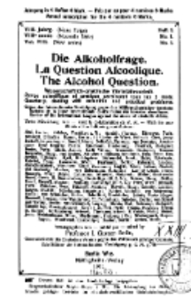 Die Alkoholfrage, 1911, Jg. VIII, H. 1