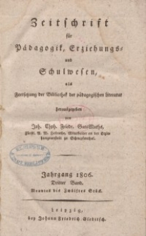 Zeitschrift für Pedagogik, 1806, Bd. 3.