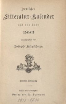 Deutscher Literatur-Kalender, Jg. 5. 1883