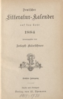 Deutscher Literatur-Kalender, Jg. 6. 1884