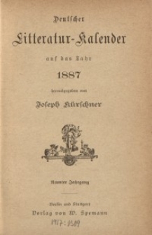 Deutscher Literatur-Kalender, Jg. 9. 1887
