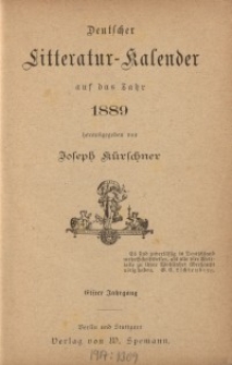 Deutscher Literatur-Kalender, Jg. 11. 1889
